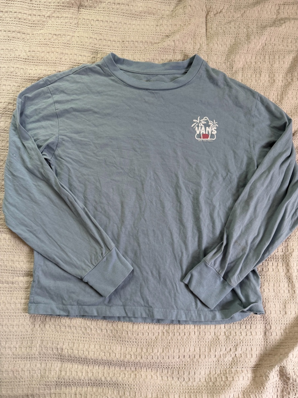 Vans Men's Long-Sleeve Crewneck Shirt - Dusty Blue with White Logo